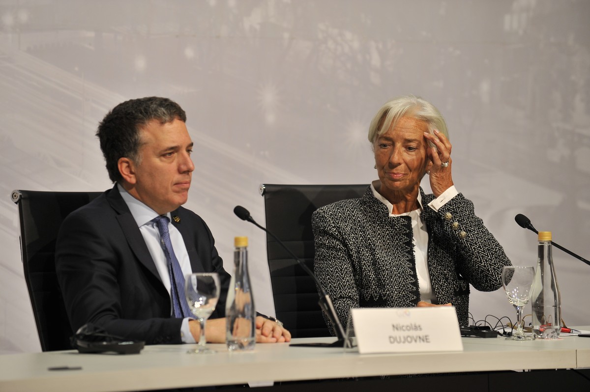 Conferencia de prensa conjunta de la Argentina y el FMI en el G20 en Buenos Aires. Christine Lagarde y Nicolás Dujovne. 21.07.2018Foto Maxi Failla